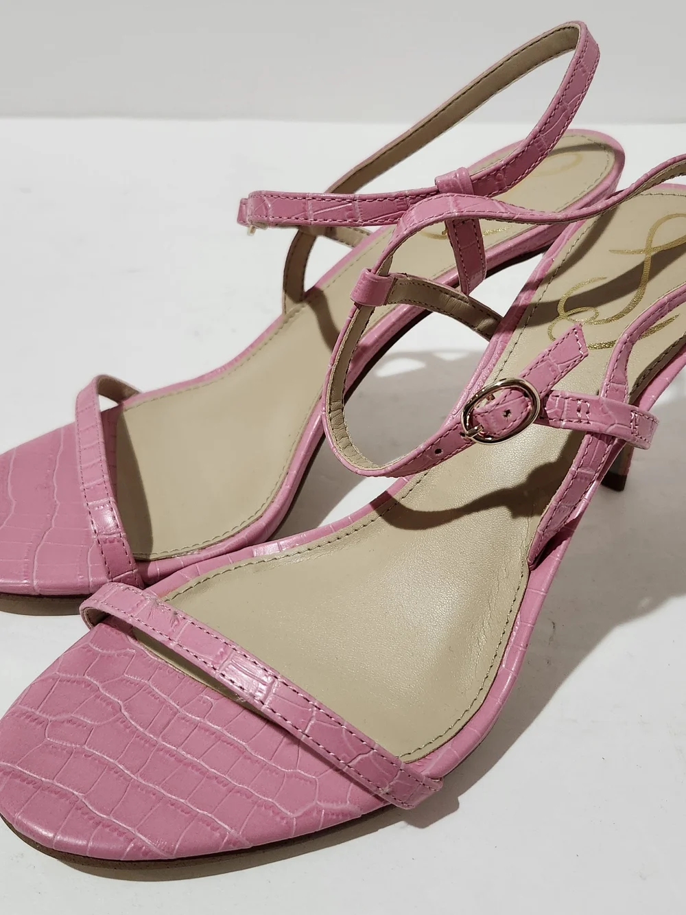 Sam Edelman Women's Pink Crocodile Doran Toe Stiletto Slingback Sandal Size 8